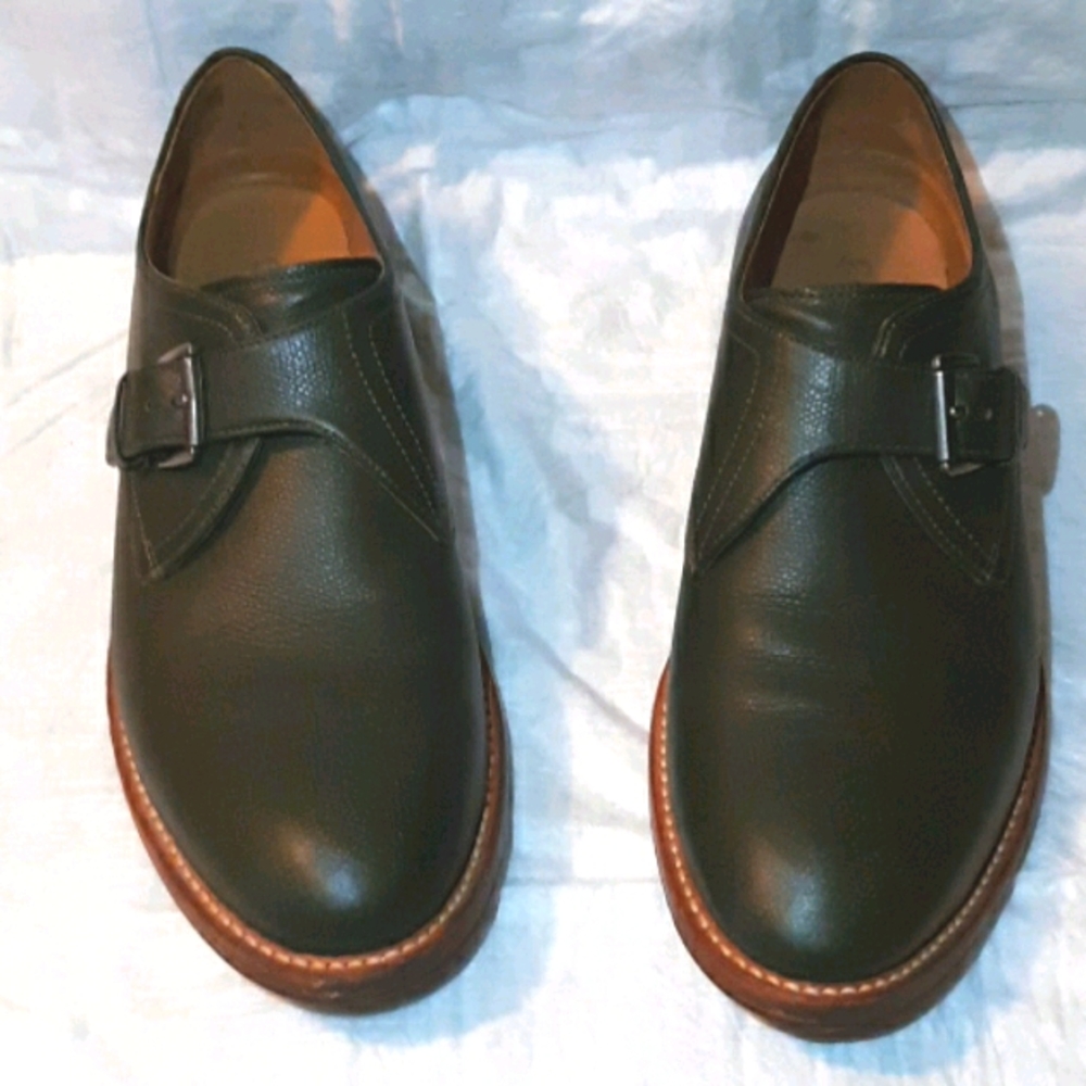 Cole Haan Monkstrap Green Leather Shoes